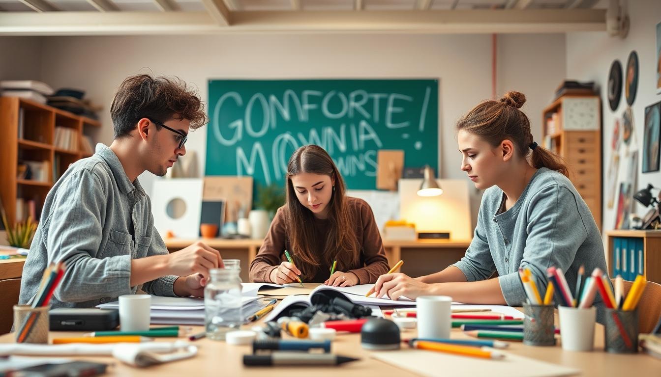 Student using a study guide to organize academic notes